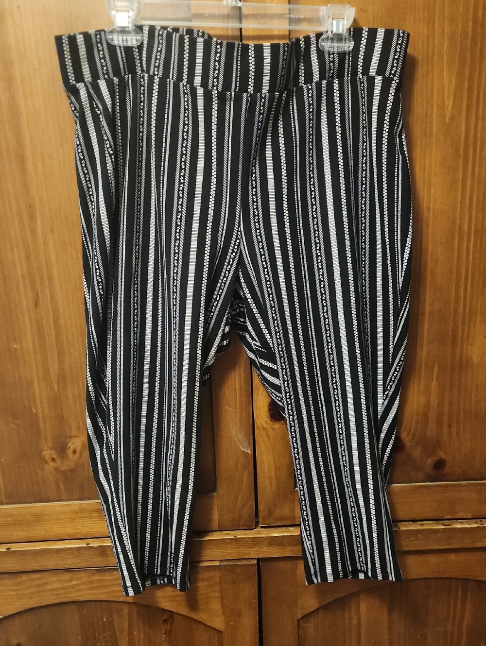 Torrid Black & White Vertical Stripe Crop Pants